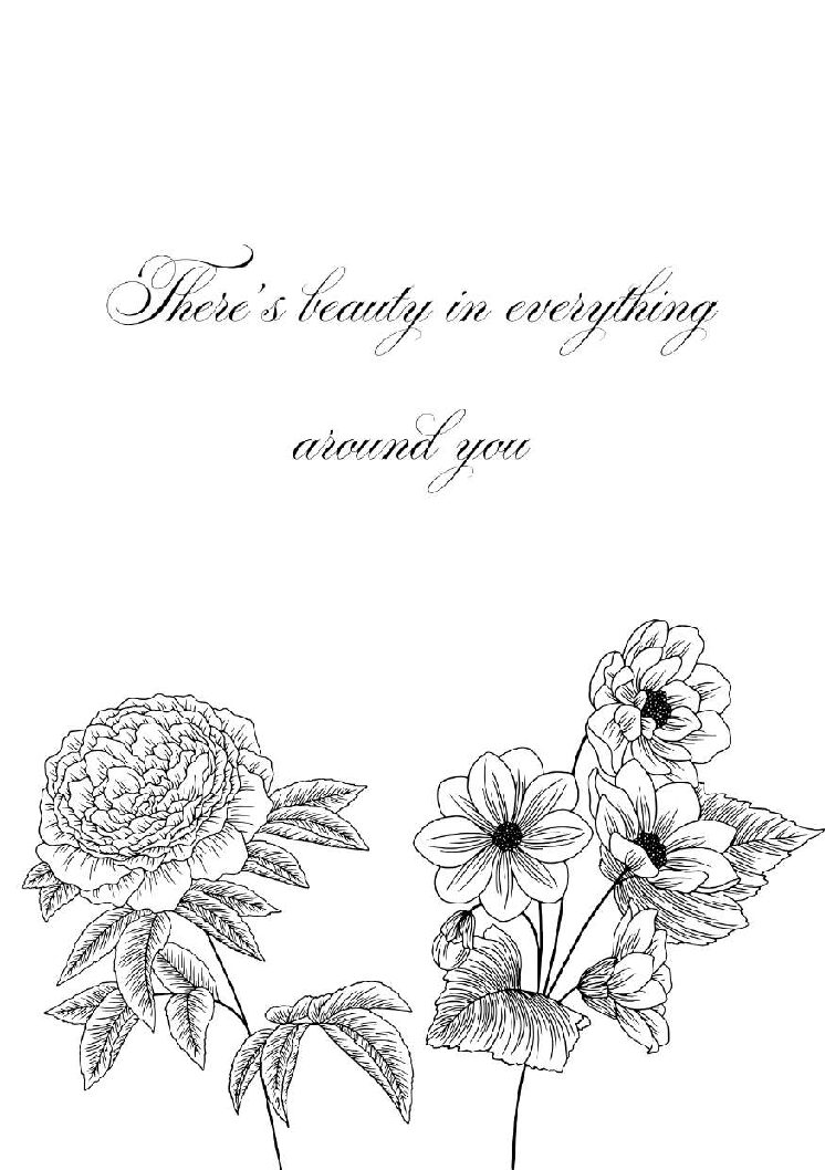 Mindful Flowers Colouring Page Printable with Positive Affirmation