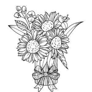 Bouquet Flower Colouring Sheet Printable – Relaxing Floral Art Page