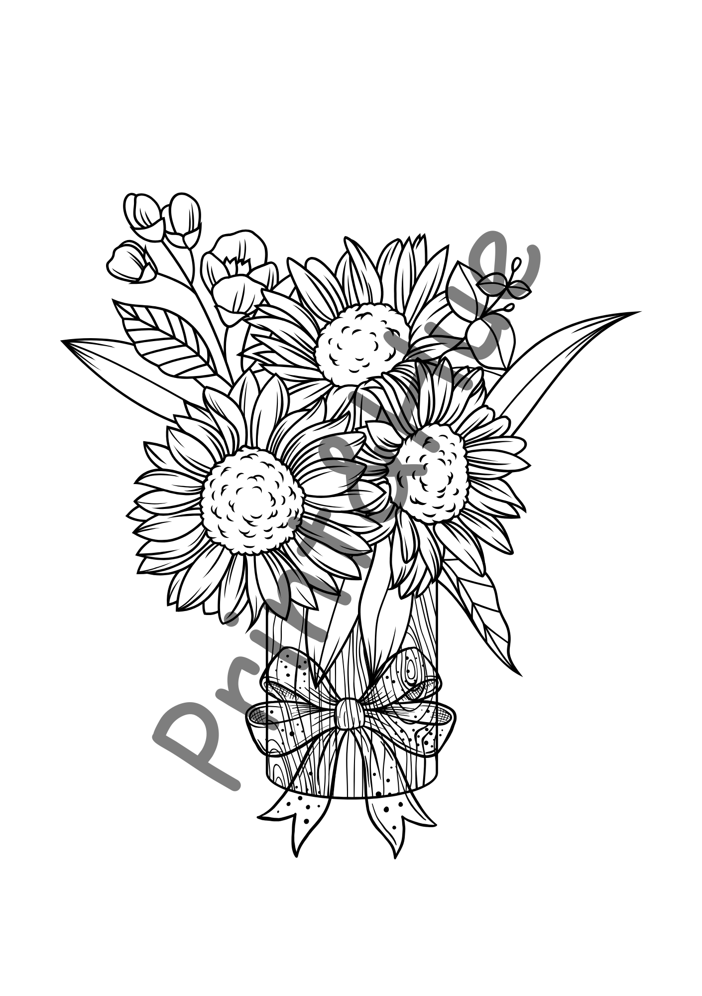 Bouquet Flower Colouring Sheet Printable – Relaxing Floral Art Page