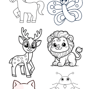 Cute Animal Kingdom Colouring Sheet Printable for Kids – Fun & Educational