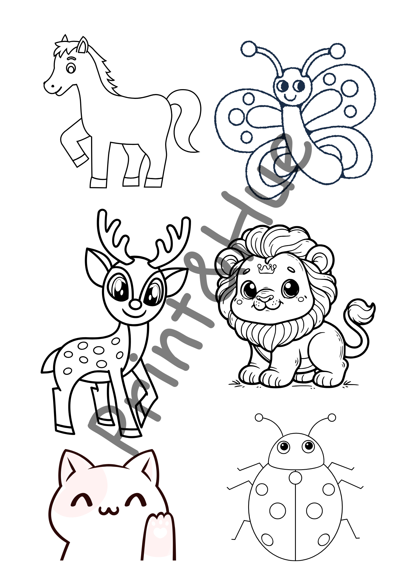 Cute Animal Kingdom Colouring Sheet Printable for Kids – Fun & Educational