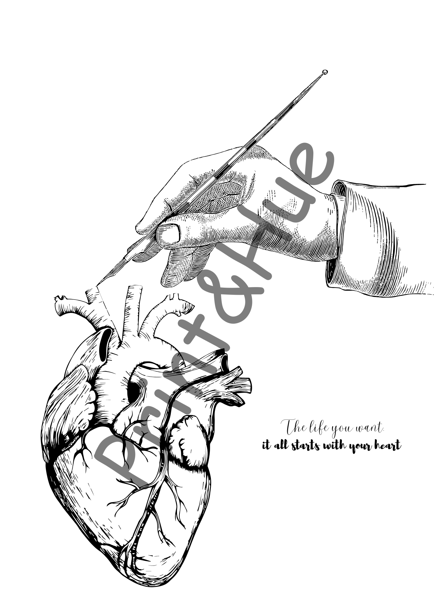 Heart Colouring Sheet Printable with Quote β It All Starts with Your Heart