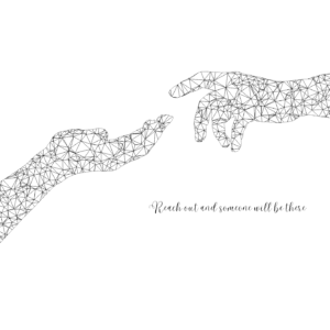 Hand Reaching Out Geometric Colouring Sheet Printable for Adults – Inspirational Quote