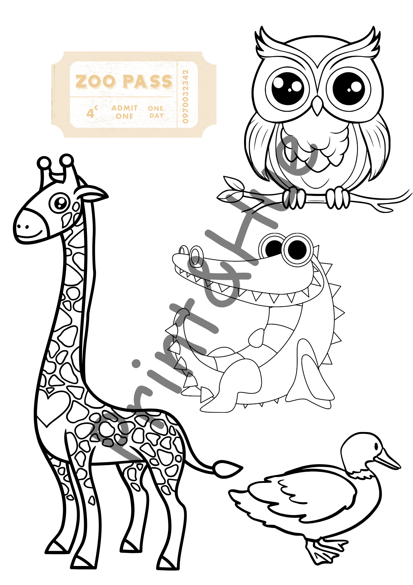 Cute Zoo Friends Colouring Pages for Kids | Printable Animal Sheets